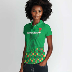 Custom Guinea Bissau Football Women Polo Shirt African Wild Dog - Go Djurtus