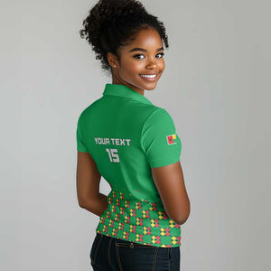 Custom Guinea Bissau Football Women Polo Shirt African Wild Dog - Go Djurtus