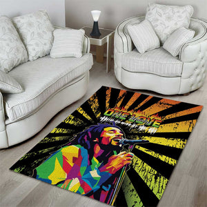 Afro-American Reggae Legend Bob Area Rug One Love - Grunge Style