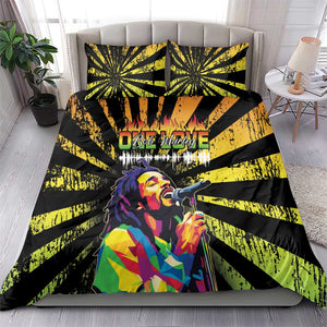 Afro-American Reggae Legend Bob Bedding Set One Love - Grunge Style