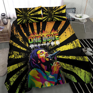 Afro-American Reggae Legend Bob Bedding Set One Love - Grunge Style