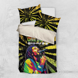 Afro-American Reggae Legend Bob Bedding Set One Love - Grunge Style