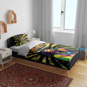 Afro-American Reggae Legend Bob Bedding Set One Love - Grunge Style