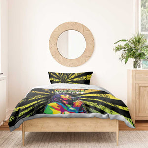 Afro-American Reggae Legend Bob Bedding Set One Love - Grunge Style