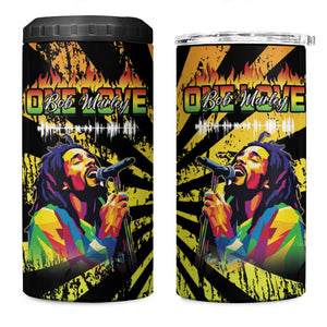 Afro-American Reggae Legend Bob 4 in 1 Can Cooler Tumbler One Love - Grunge Style