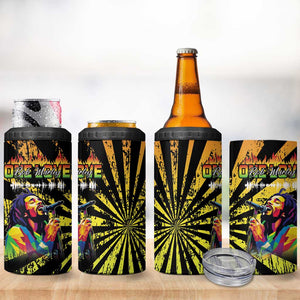 Afro-American Reggae Legend Bob 4 in 1 Can Cooler Tumbler One Love - Grunge Style