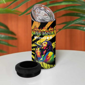 Afro-American Reggae Legend Bob 4 in 1 Can Cooler Tumbler One Love - Grunge Style