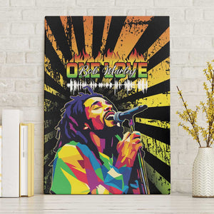 Afro-American Reggae Legend Bob Canvas Wall Art One Love - Grunge Style