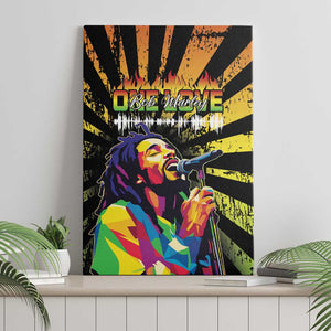 Afro-American Reggae Legend Bob Canvas Wall Art One Love - Grunge Style