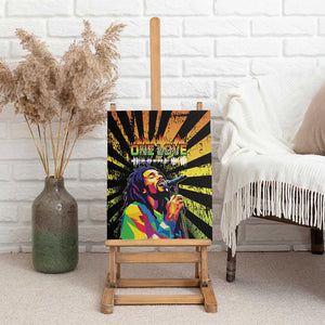 Afro-American Reggae Legend Bob Canvas Wall Art One Love - Grunge Style