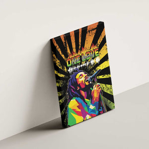 Afro-American Reggae Legend Bob Canvas Wall Art One Love - Grunge Style