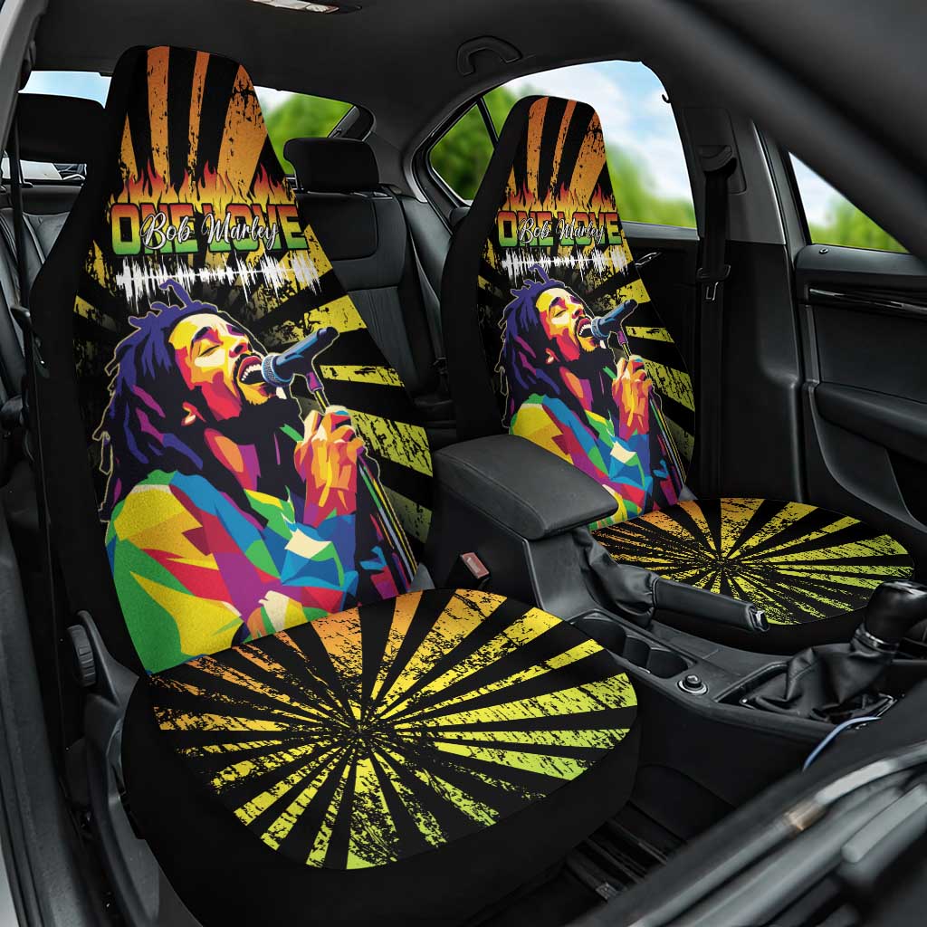 Afro-American Reggae Legend Bob Car Seat Cover One Love - Grunge Style