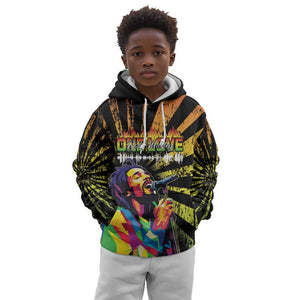 Afro-American Reggae Legend Bob Kid Hoodie One Love - Grunge Style