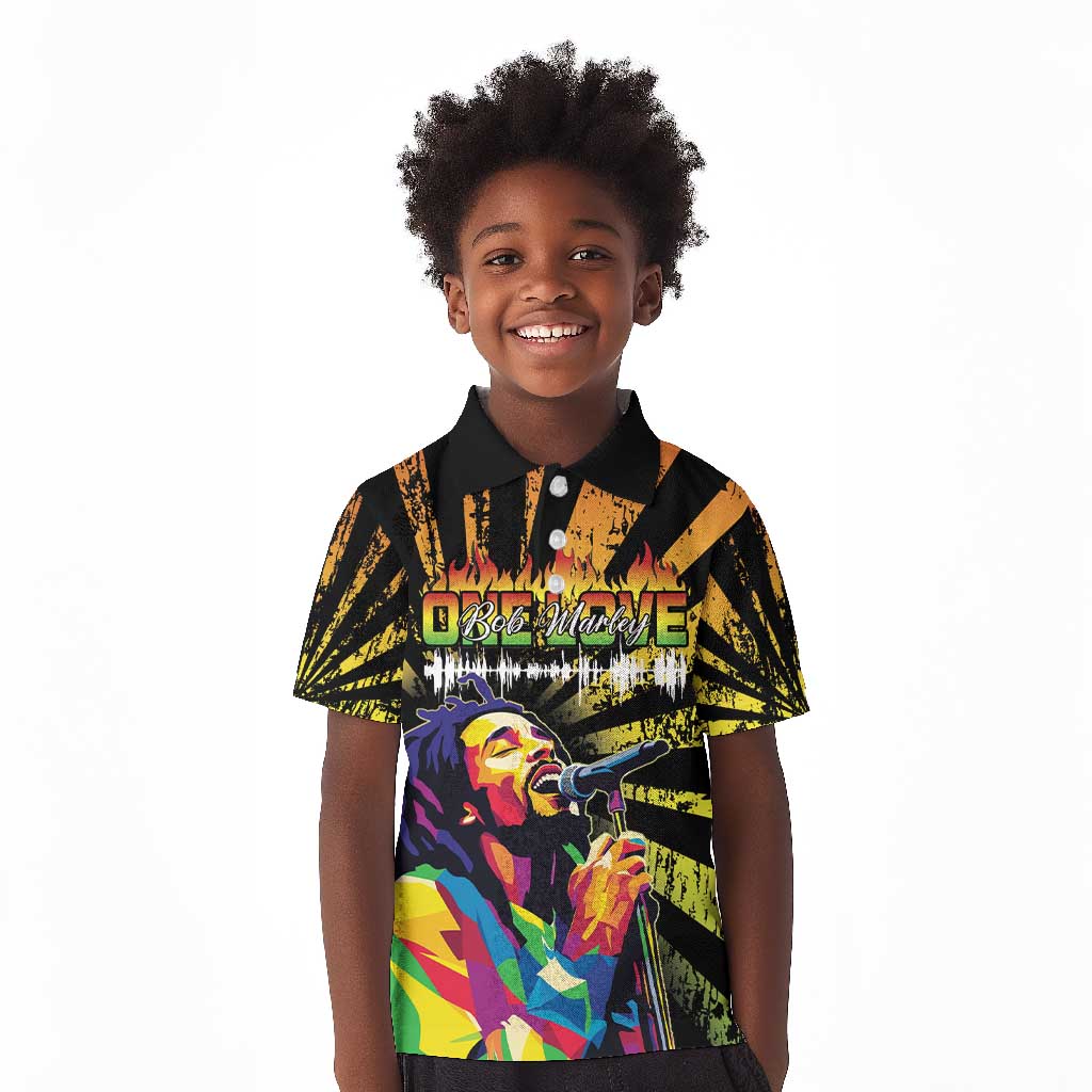 Afro-American Reggae Legend Bob Kid Polo Shirt One Love - Grunge Style