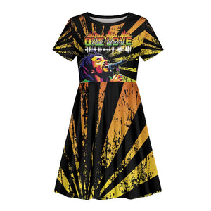 Afro-American Reggae Legend Bob Kid Short Sleeve Dress One Love - Grunge Style