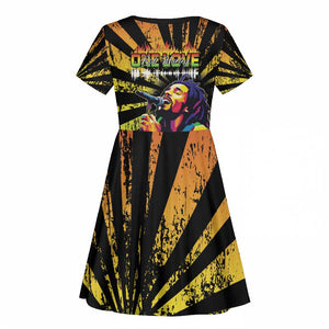 Afro-American Reggae Legend Bob Kid Short Sleeve Dress One Love - Grunge Style