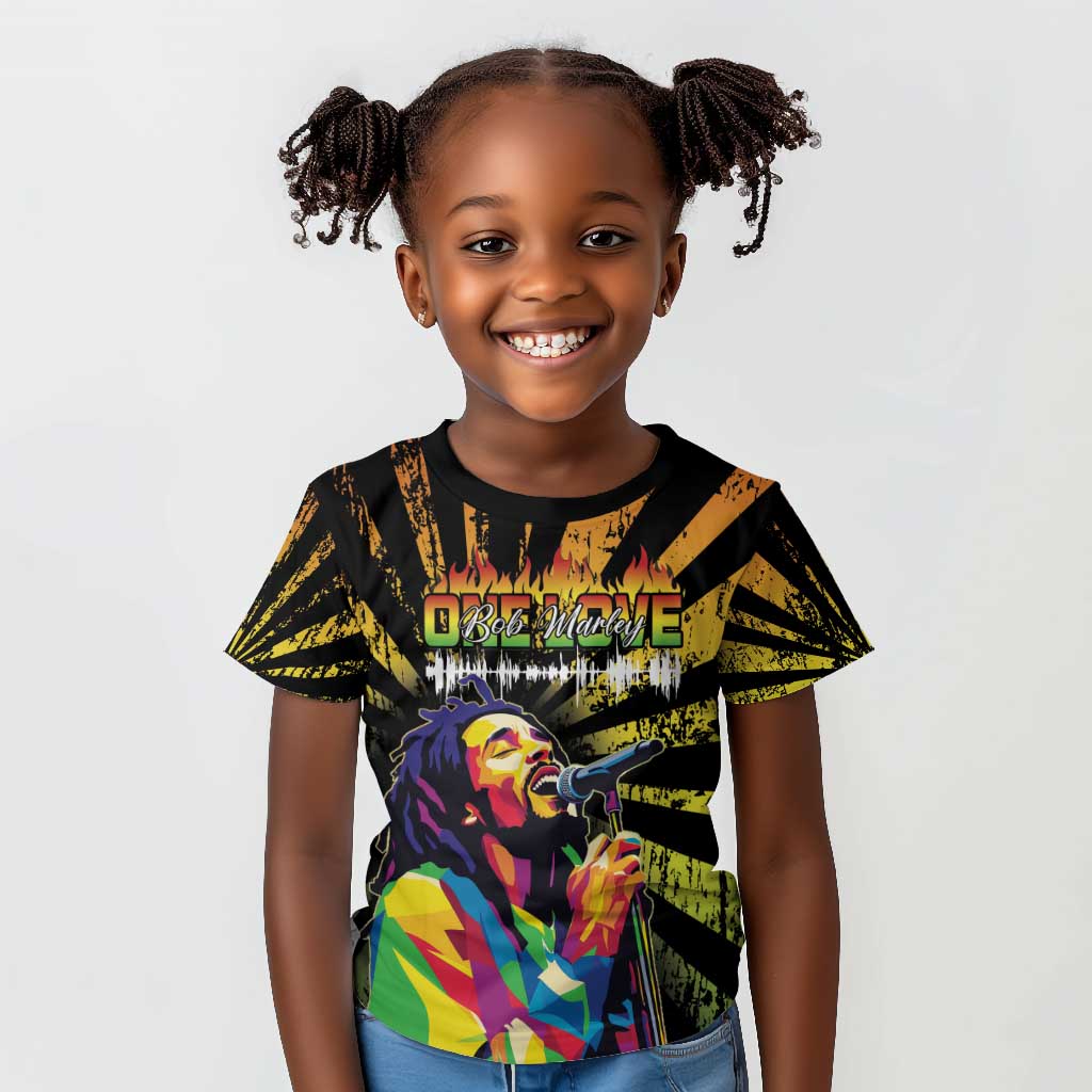 Afro-American Reggae Legend Bob Kid T shirt One Love - Grunge Style