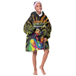 Afro-American Reggae Legend Bob Kid Wearable Blanket Hoodie One Love - Grunge Style