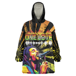 Afro-American Reggae Legend Bob Kid Wearable Blanket Hoodie One Love - Grunge Style