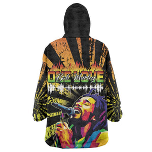 Afro-American Reggae Legend Bob Kid Wearable Blanket Hoodie One Love - Grunge Style