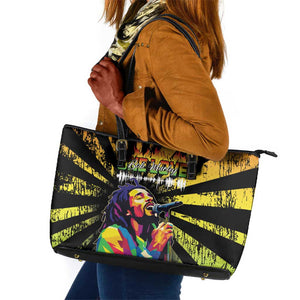 Afro-American Reggae Legend Bob Leather Tote Bag One Love - Grunge Style