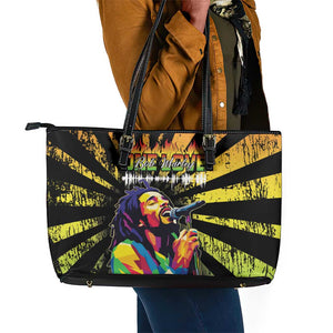 Afro-American Reggae Legend Bob Leather Tote Bag One Love - Grunge Style