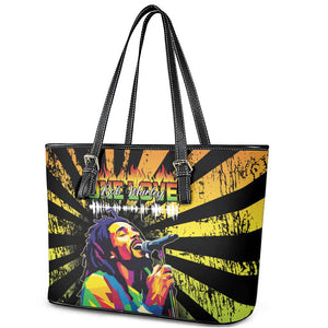 Afro-American Reggae Legend Bob Leather Tote Bag One Love - Grunge Style