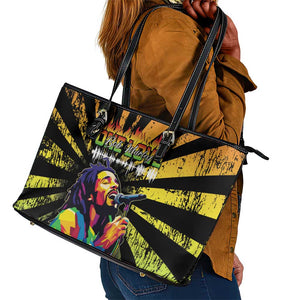 Afro-American Reggae Legend Bob Leather Tote Bag One Love - Grunge Style