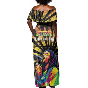 Afro-American Reggae Legend Bob Off Shoulder Maxi Dress One Love - Grunge Style