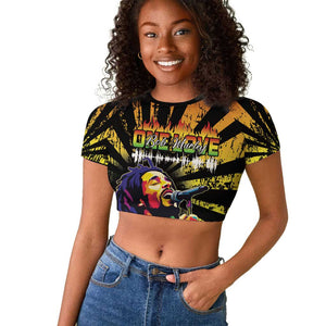 Afro-American Reggae Legend Bob Raglan Cropped T shirt One Love - Grunge Style