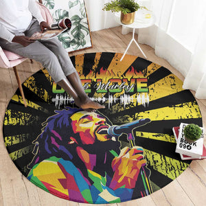 Afro-American Reggae Legend Bob Round Carpet One Love - Grunge Style