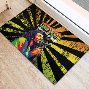 Afro-American Reggae Legend Bob Rubber Doormat One Love - Grunge Style