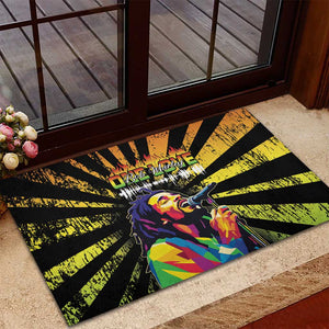 Afro-American Reggae Legend Bob Rubber Doormat One Love - Grunge Style