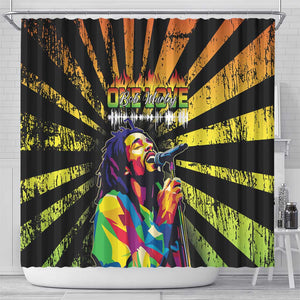 Afro-American Reggae Legend Bob Shower Curtain One Love - Grunge Style