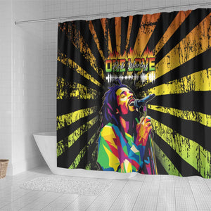 Afro-American Reggae Legend Bob Shower Curtain One Love - Grunge Style