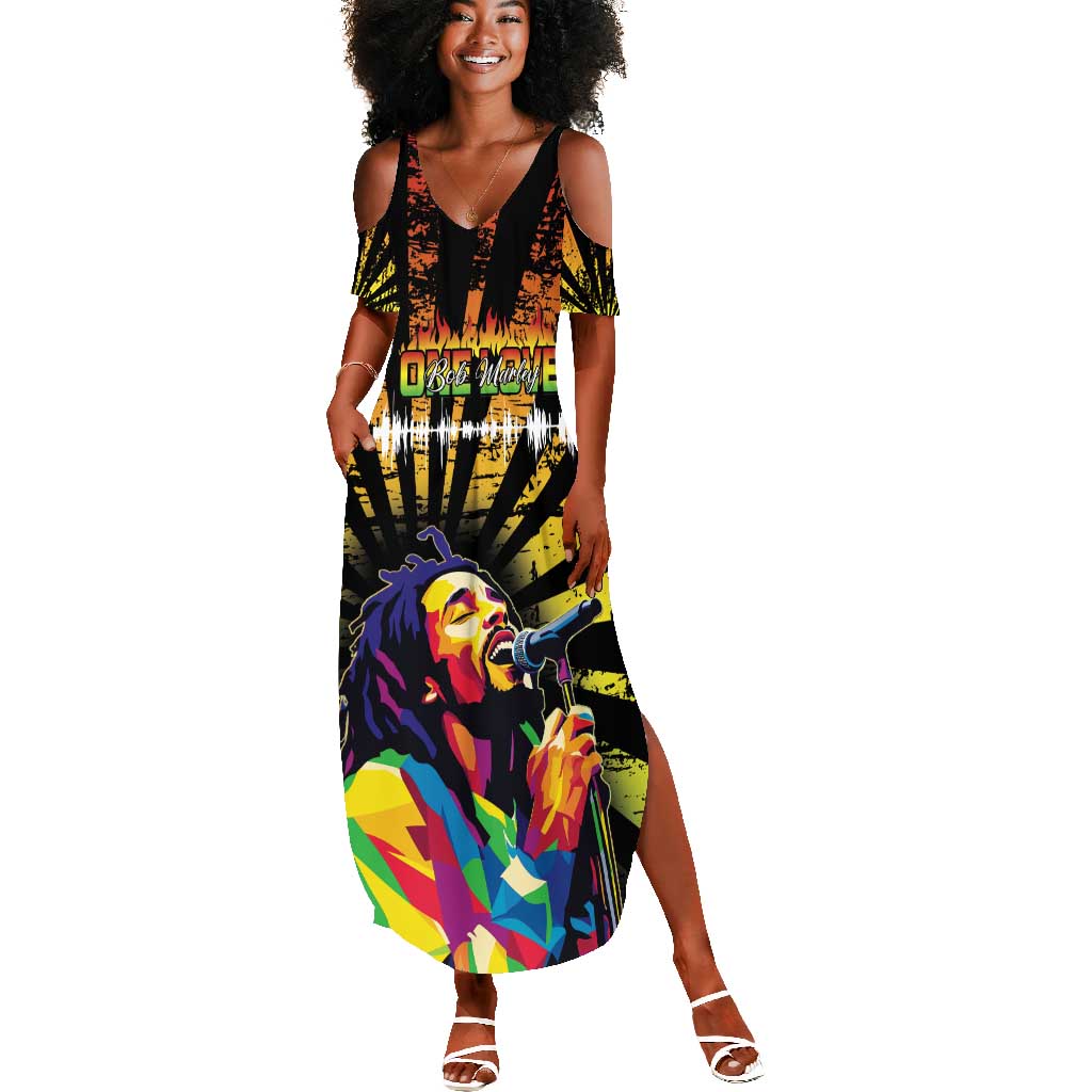 Afro-American Reggae Legend Bob Summer Maxi Dress One Love - Grunge Style