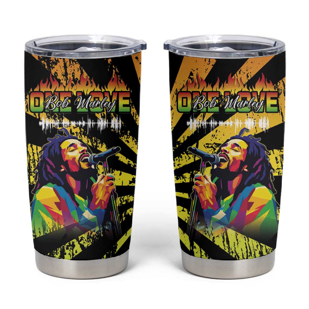 Afro-American Reggae Legend Bob Tumbler Cup One Love - Grunge Style