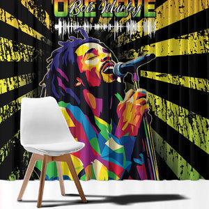 Afro-American Reggae Legend Bob Window Curtain One Love - Grunge Style