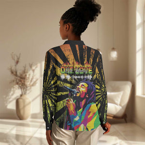 Afro-American Reggae Legend Bob Women Casual Shirt One Love - Grunge Style