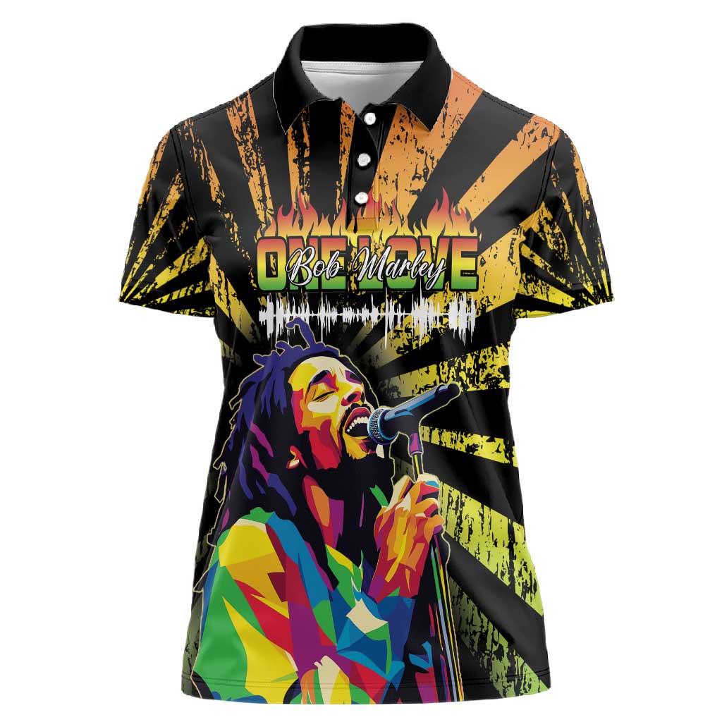 Afro-American Reggae Legend Bob Women Polo Shirt One Love - Grunge Style