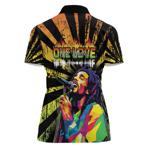 Afro-American Reggae Legend Bob Women Polo Shirt One Love - Grunge Style