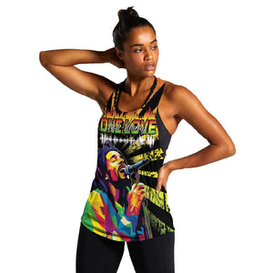 Afro-American Reggae Legend Bob Women Racerback Tank One Love - Grunge Style