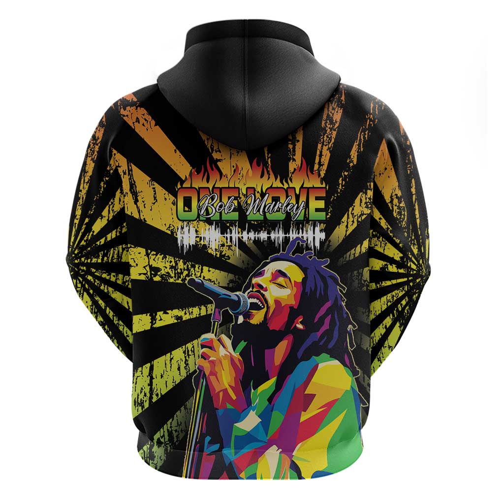 Afro-American Reggae Legend Bob Zip Hoodie One Love - Grunge Style