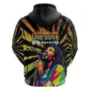 Afro-American Reggae Legend Bob Zip Hoodie One Love - Grunge Style