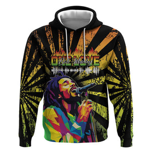 Afro-American Reggae Legend Bob Zip Hoodie One Love - Grunge Style