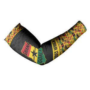 Personalized Afro Ghana Football Arm Sleeves Black Stars Never Fall - Kente Pattern - African Pride