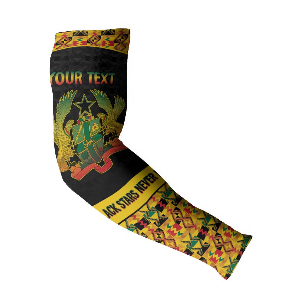 Personalized Afro Ghana Football Arm Sleeves Black Stars Never Fall - Kente Pattern - African Pride