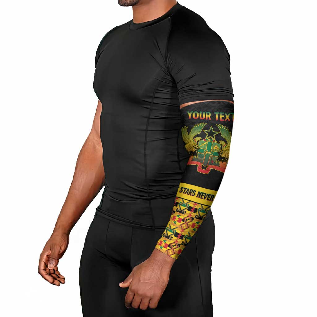 Personalized Afro Ghana Football Arm Sleeves Black Stars Never Fall - Kente Pattern - African Pride