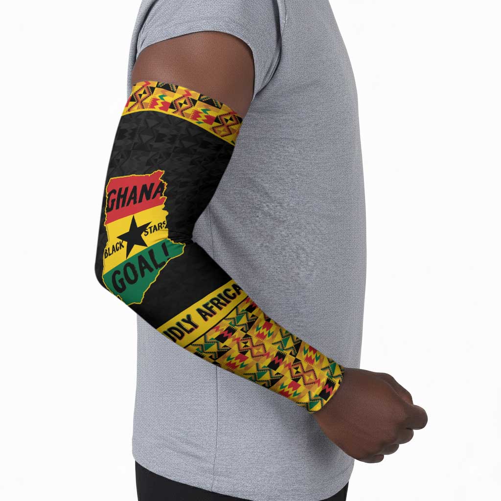 Personalized Afro Ghana Football Arm Sleeves Black Stars Never Fall - Kente Pattern - African Pride