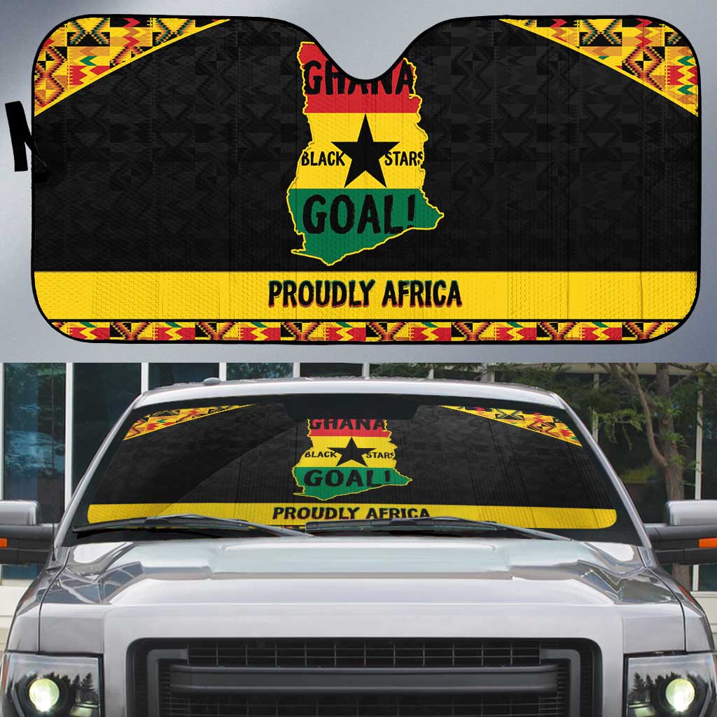 Afro Ghana Football Auto Sun Shade Black Stars Never Fall - Kente Pattern - African Pride